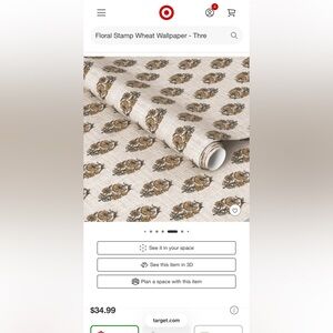 Threshold Floral Stamp Wheat Wallpaper